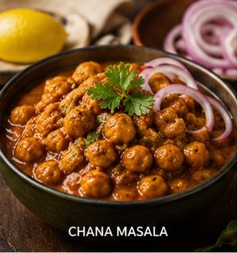 Chana masala with onions and coriander